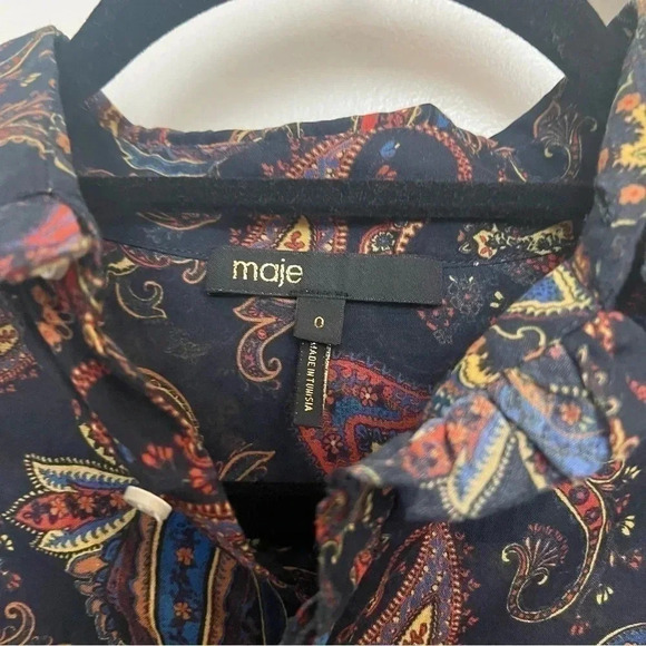 Maje Calista Button Down Paisley Top- Size 0; Like New Condition ( Never Worn) - Picture 4 of 13